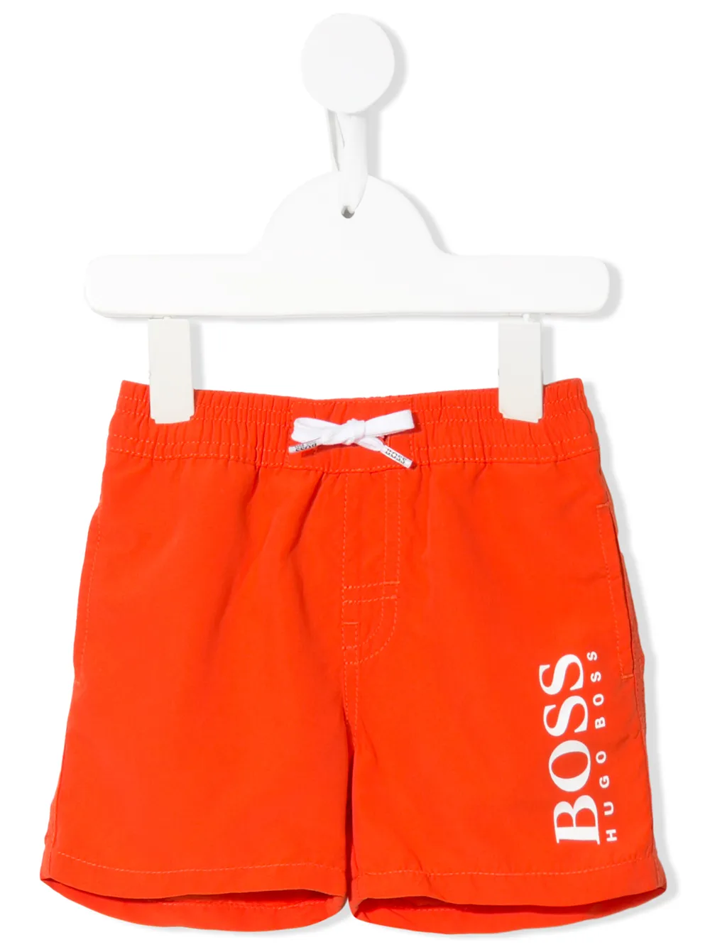 Hugo Boss Babies' Logo Print Drawstring Swim Shorts In Orange