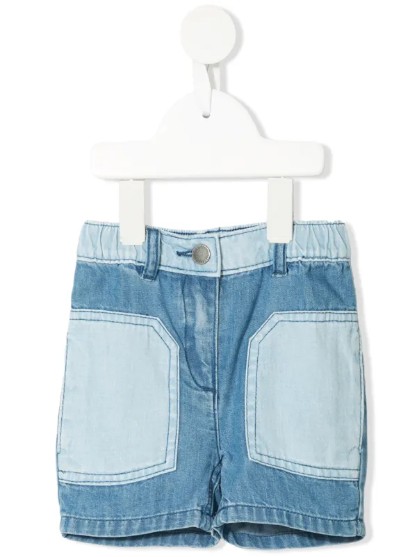 two tone denim shorts