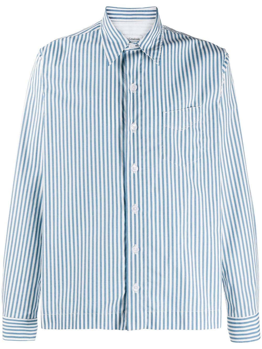 Shop Officine Generale Cotton Striped Shirt In Blue