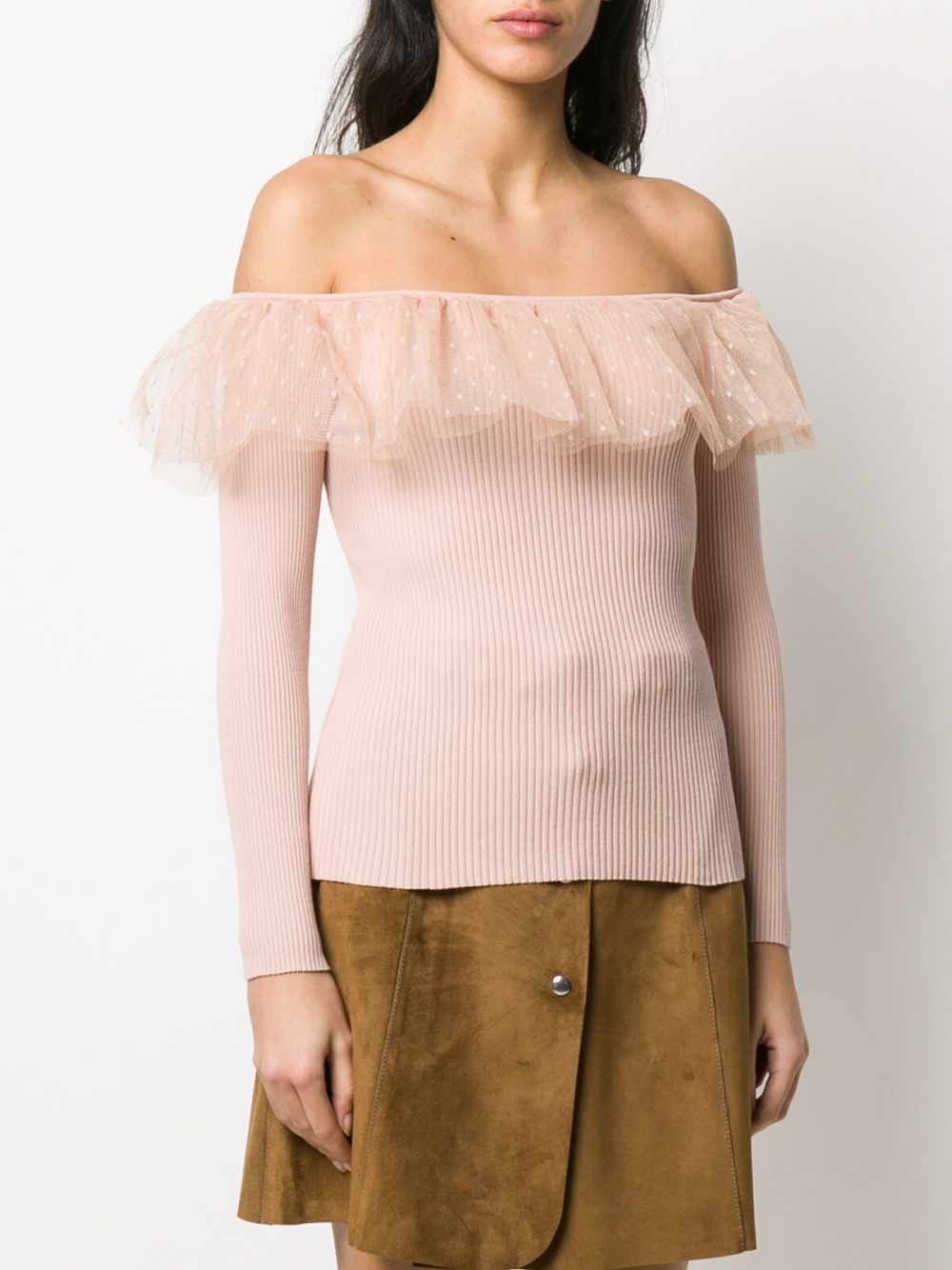 фото Red valentino трикотажный топ с открытыми плечами