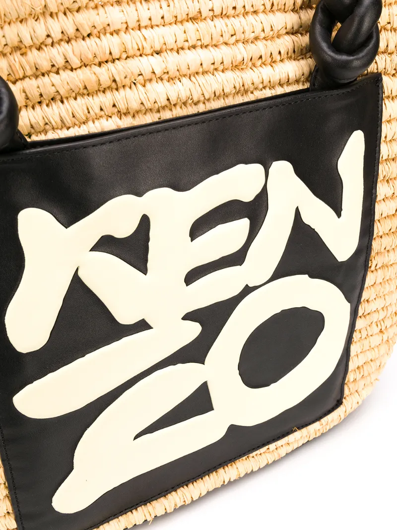 KENZO LOGO PRINT BRAIDED TOTE
