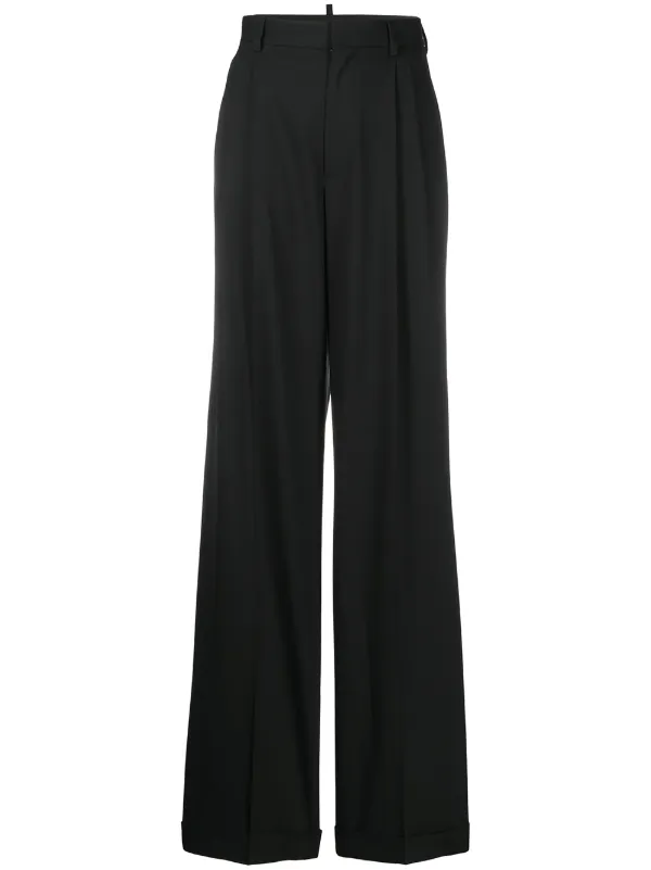 high waisted long black trousers