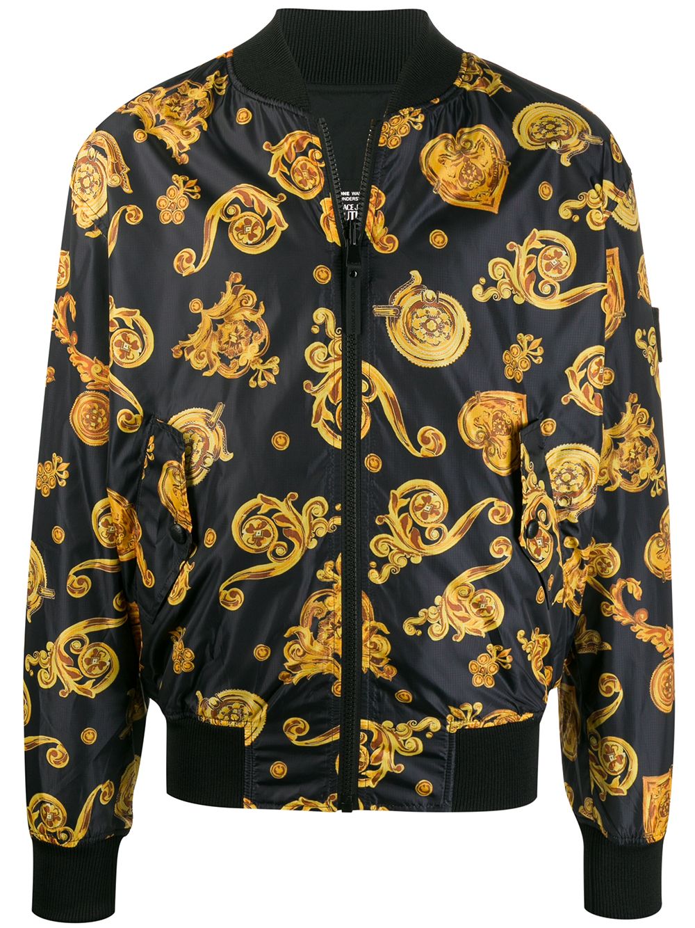 Versace Jeans Couture Filigree Print Bomber Jacket In Blue