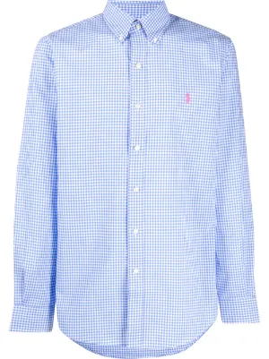 ralph lauren blue and white checkered shirt