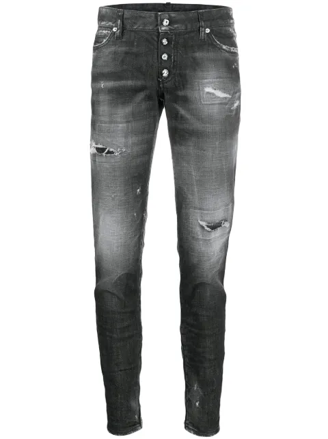 DSQUARED2 distressed zipped ankle skinny trousers