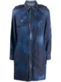 DSQUARED2 distressed finish button front shirt dress - Blue