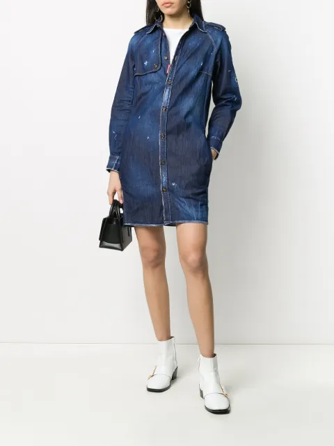 DSQUARED2 distressed finish button front shirt dress S75CV0315S30341 - 1