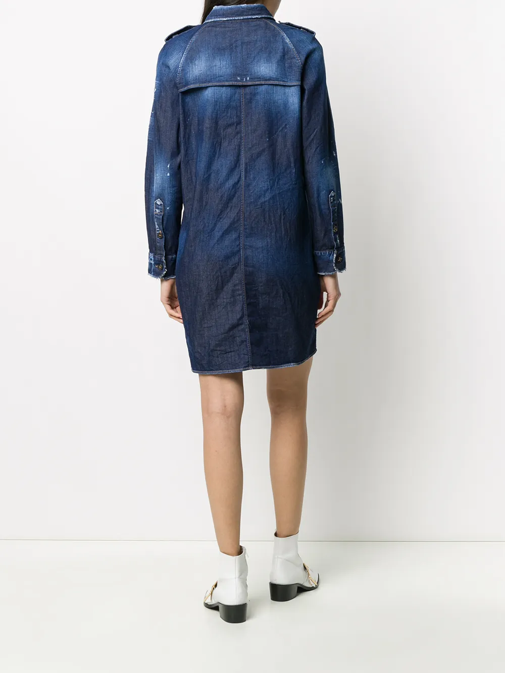 DSQUARED2 DISTRESSED FINISH BUTTON FRONT SHIRT DRESS