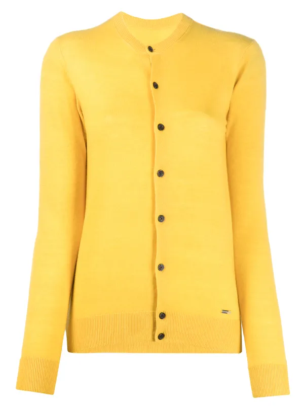 yellow button up cardigan