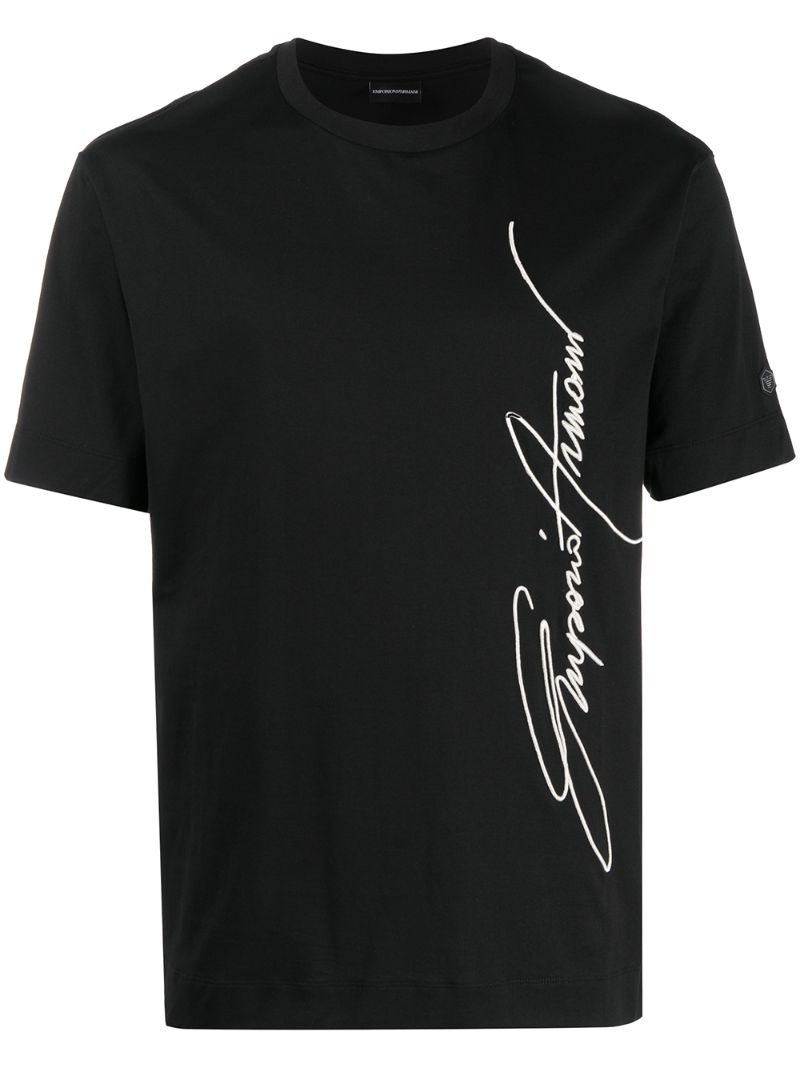 Emporio Armani Signature-print T-shirt In Black