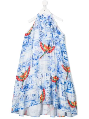 Shop blue Stella Jean Kids parrot print 