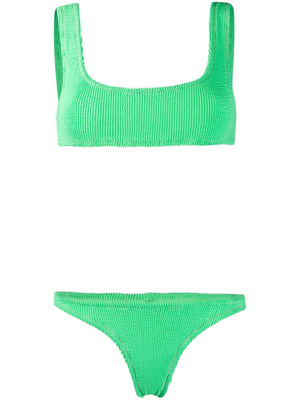 Reina Olga Ginny Ribbed Bikini Set In 绿色