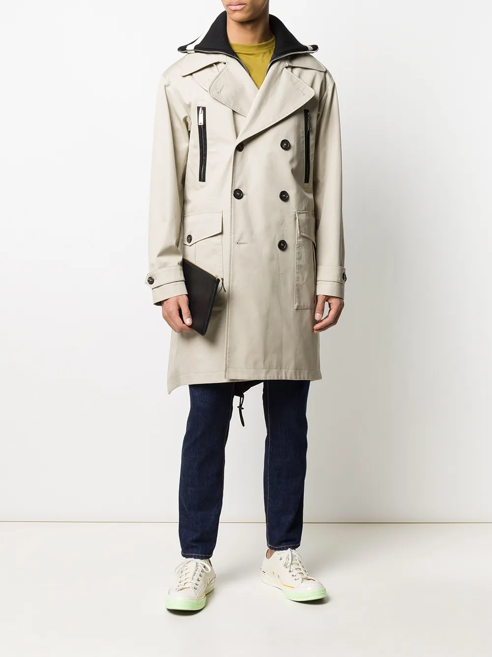 Shop Dsquared2 Double-breasted Trench Coat In Neutrals