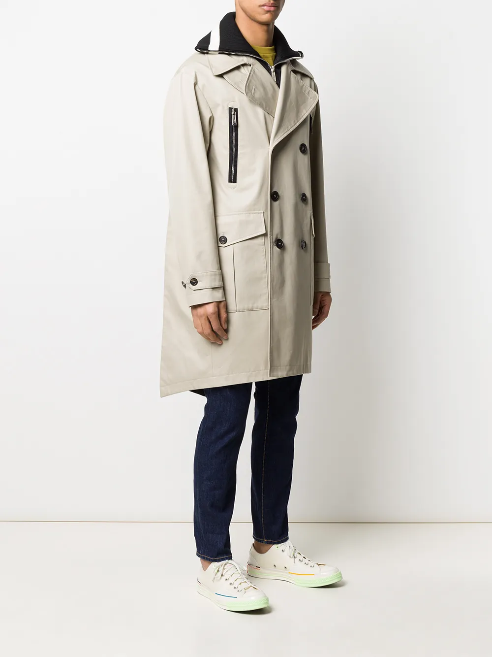 Shop Dsquared2 Double-breasted Trench Coat In Neutrals