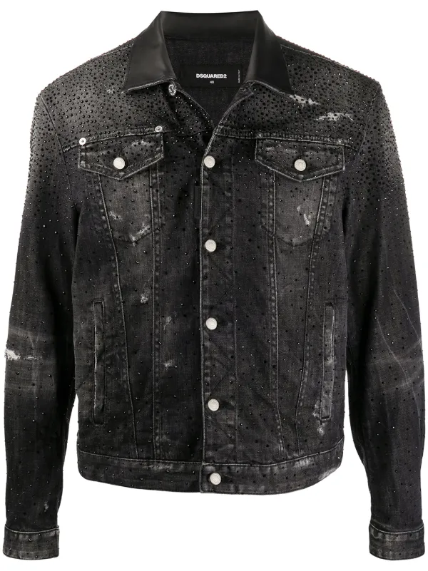 crystal embellished denim jacket