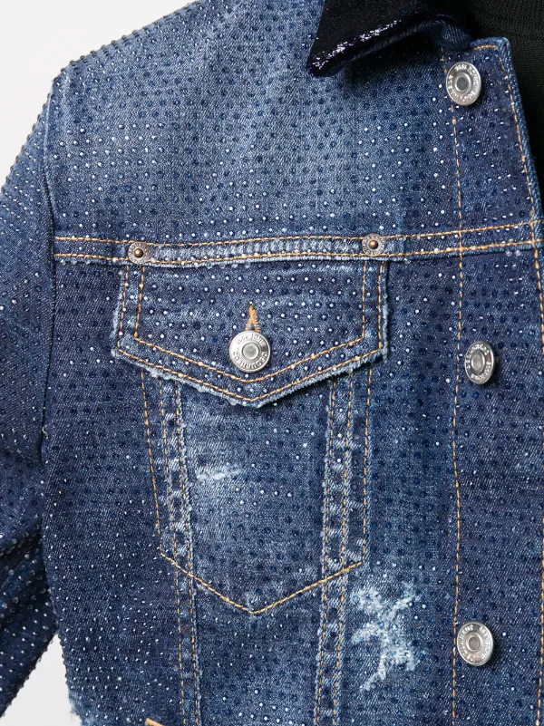 crystal embellished denim jacket