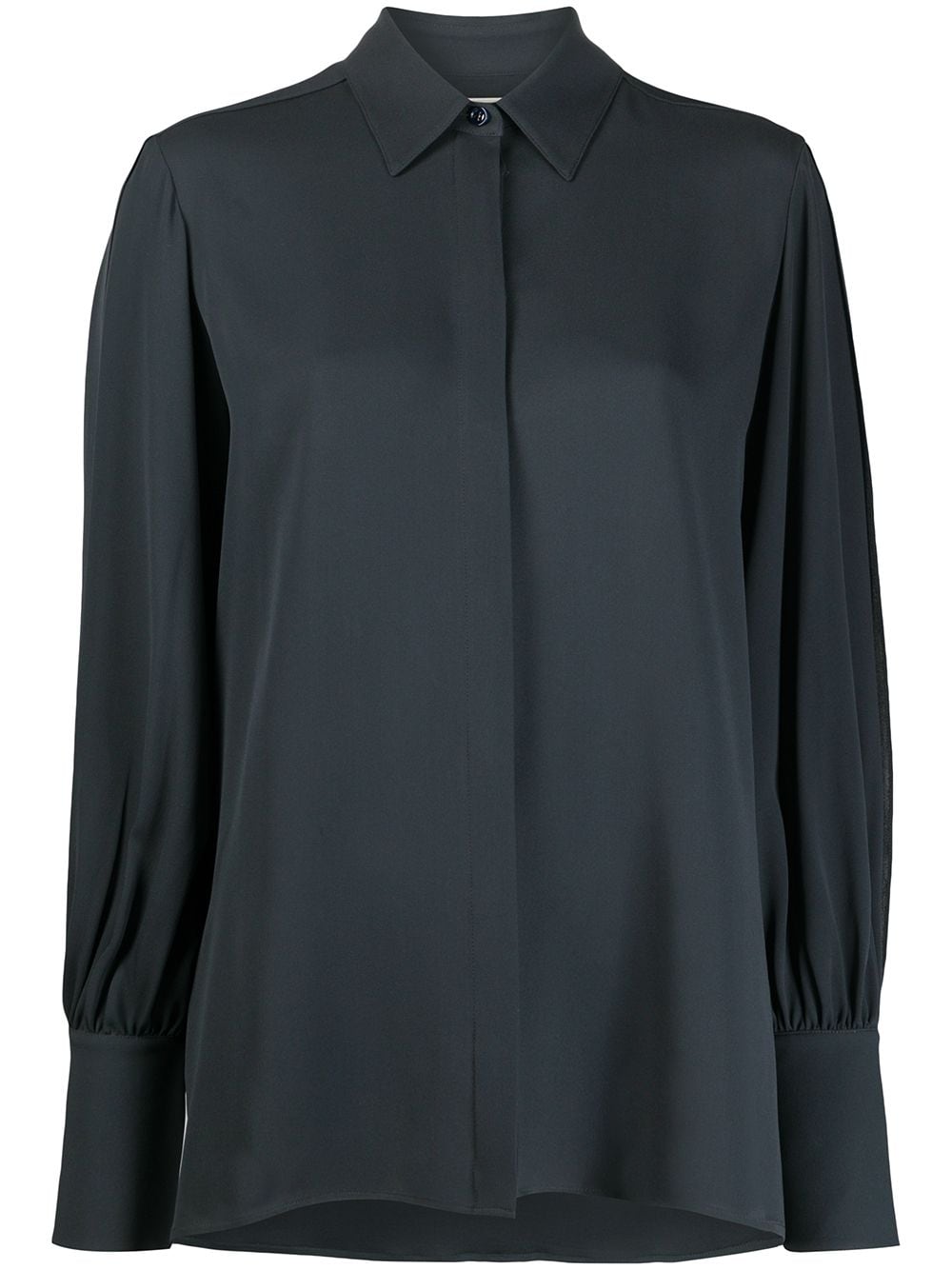 The Row Extended Cuff Silk Shirt In Grey