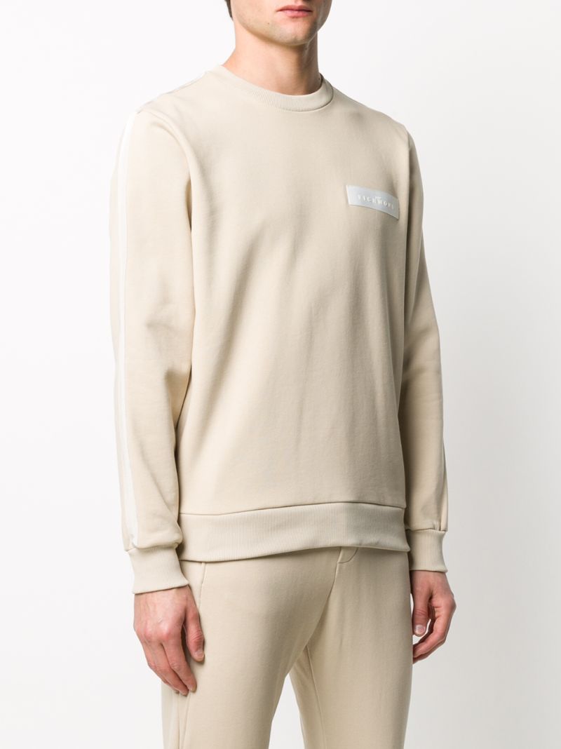 Shop John Richmond Logo Patch Cotton Sweatshirt In Neutrals