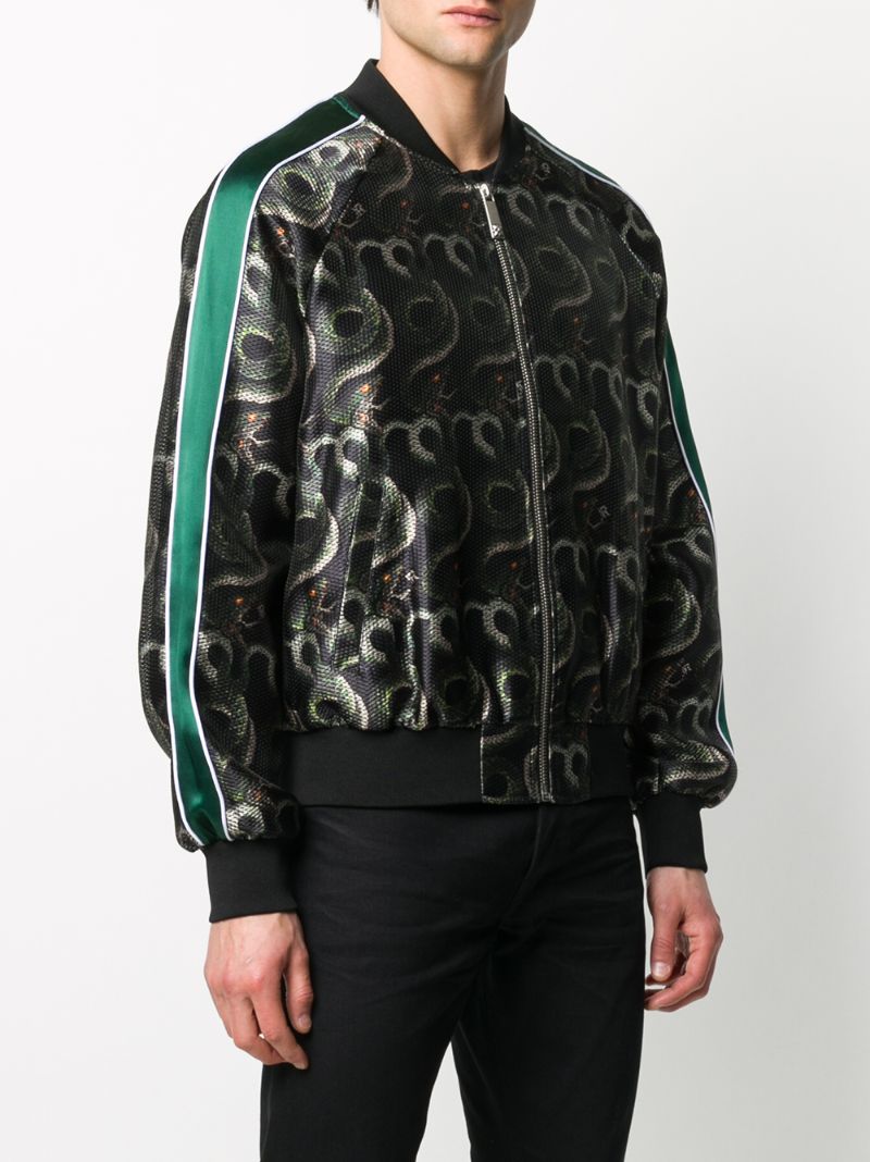 Shop John Richmond Snake Print Bomber Jacket In Black