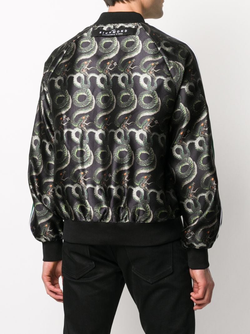 Shop John Richmond Snake Print Bomber Jacket In Black