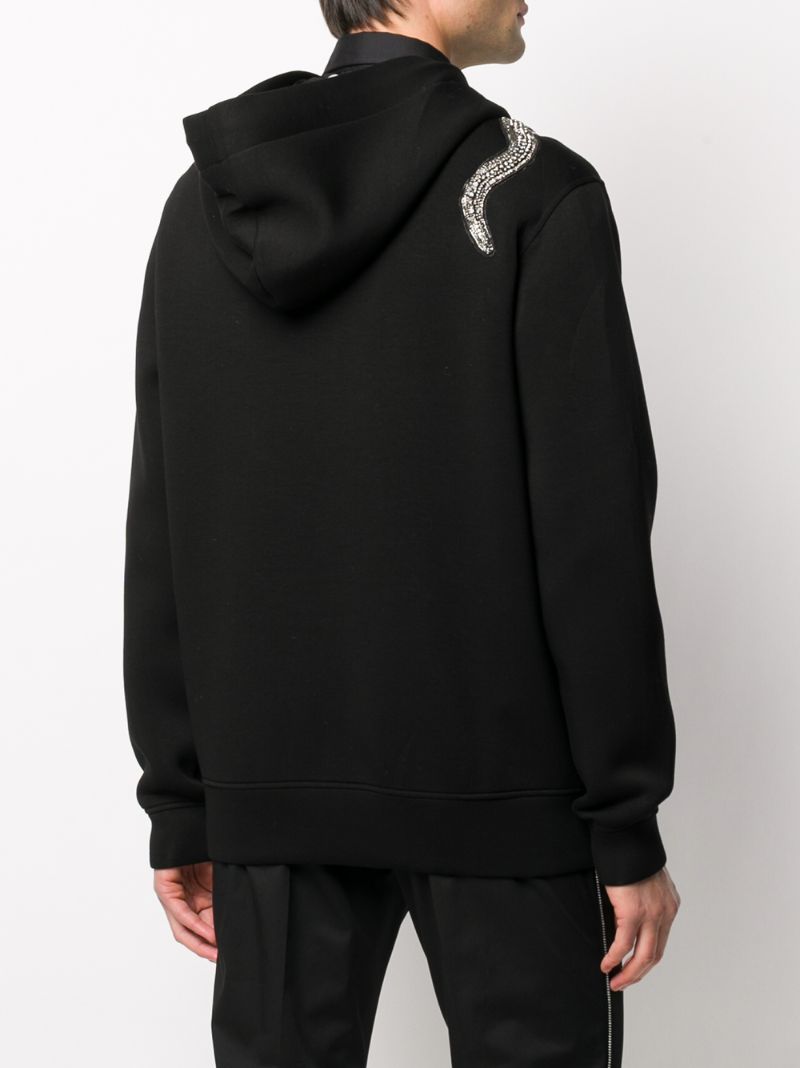 Shop John Richmond Beaded-snake Zip-up Hoodie In Black