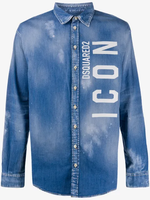 DSQUARED2 camisa de mezclilla con estampado de pintura 
