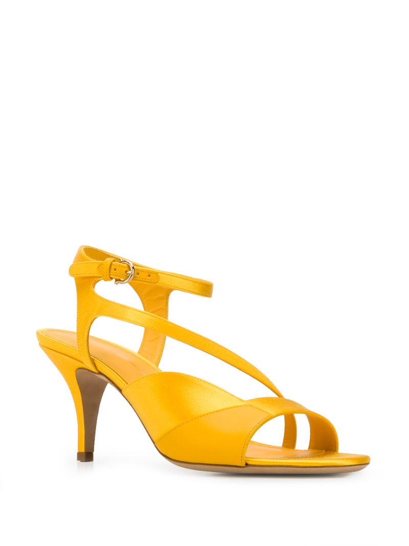 Shop Ferragamo Asymmetric Multi-strap Sandals In Yellow