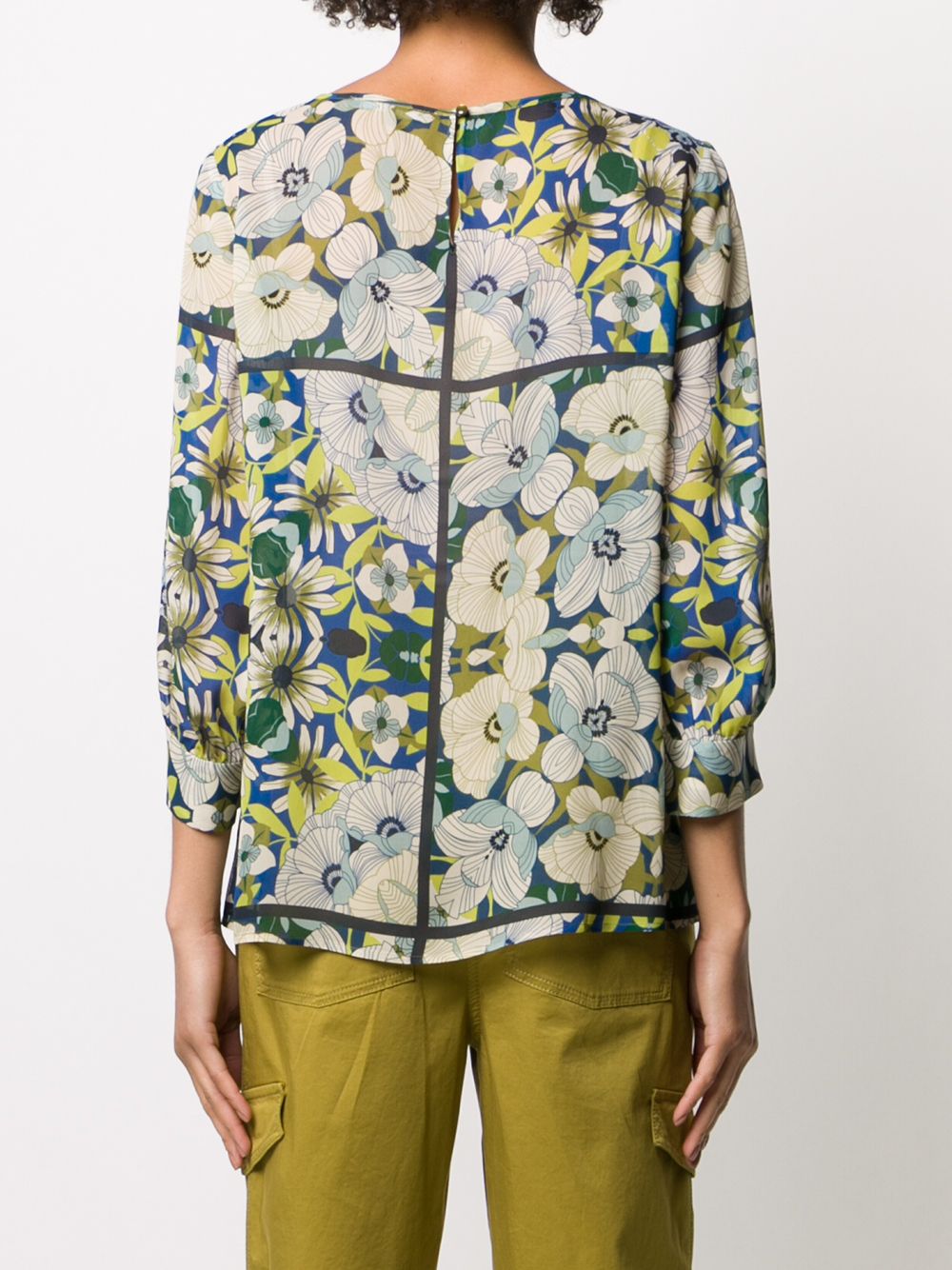 фото Luisa cerano floral print boat neck blouse