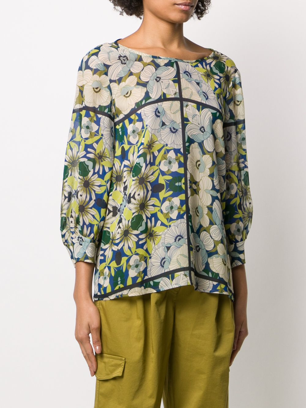 фото Luisa cerano floral print boat neck blouse