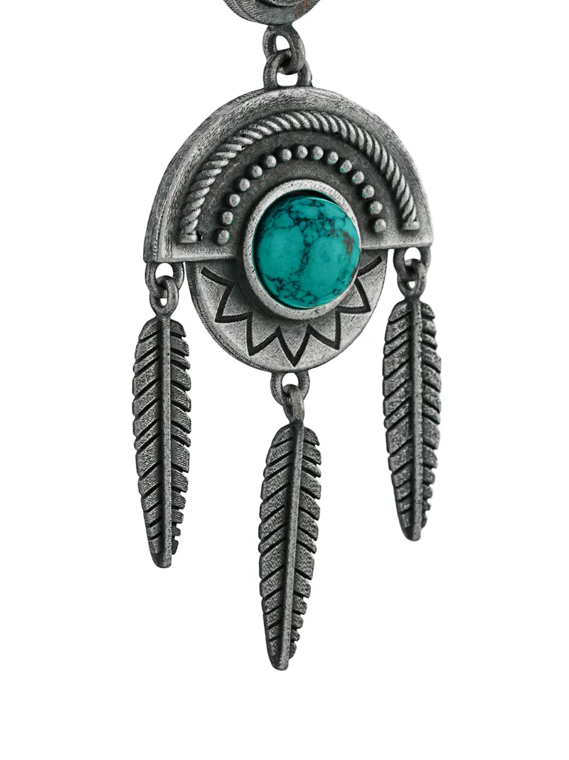 NOVE25 STONE FEATHER PENDANT EARRINGS