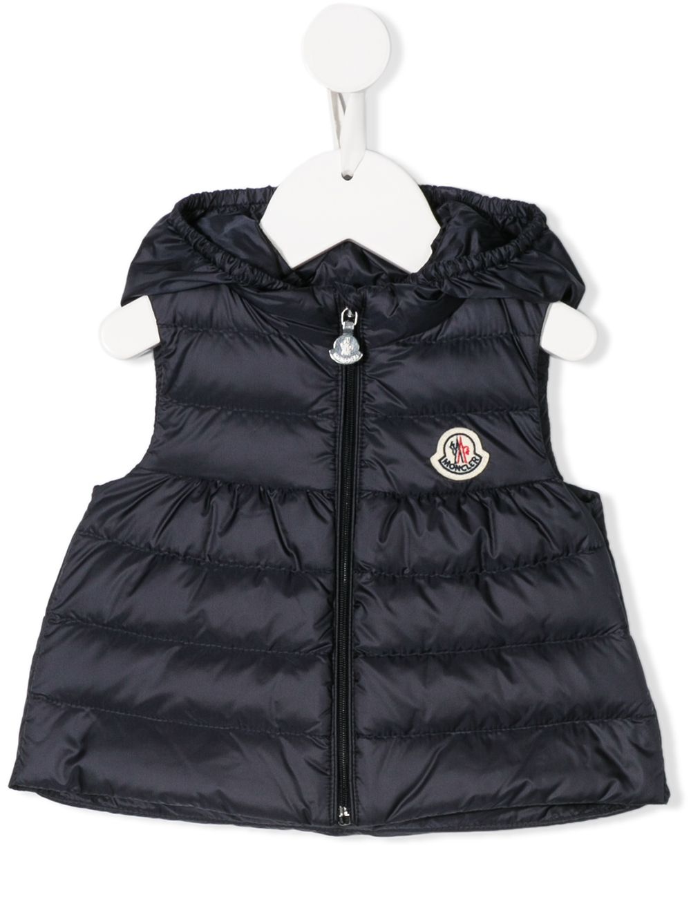 Moncler Babies' Logo Patch Hooded Gilet In Blue