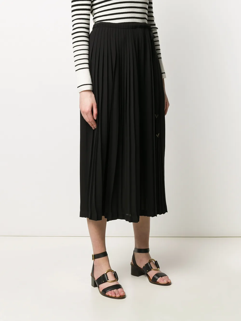 Valentino Garavani Midi-plooirok Zwart