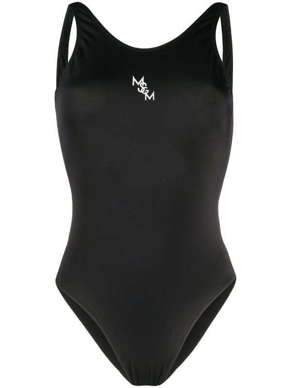 black scoop back swimsuit