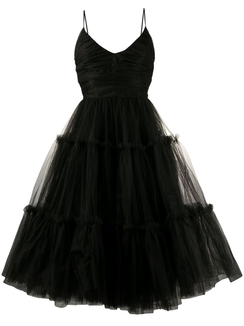 Brognano Tulle Midi Dress In Black