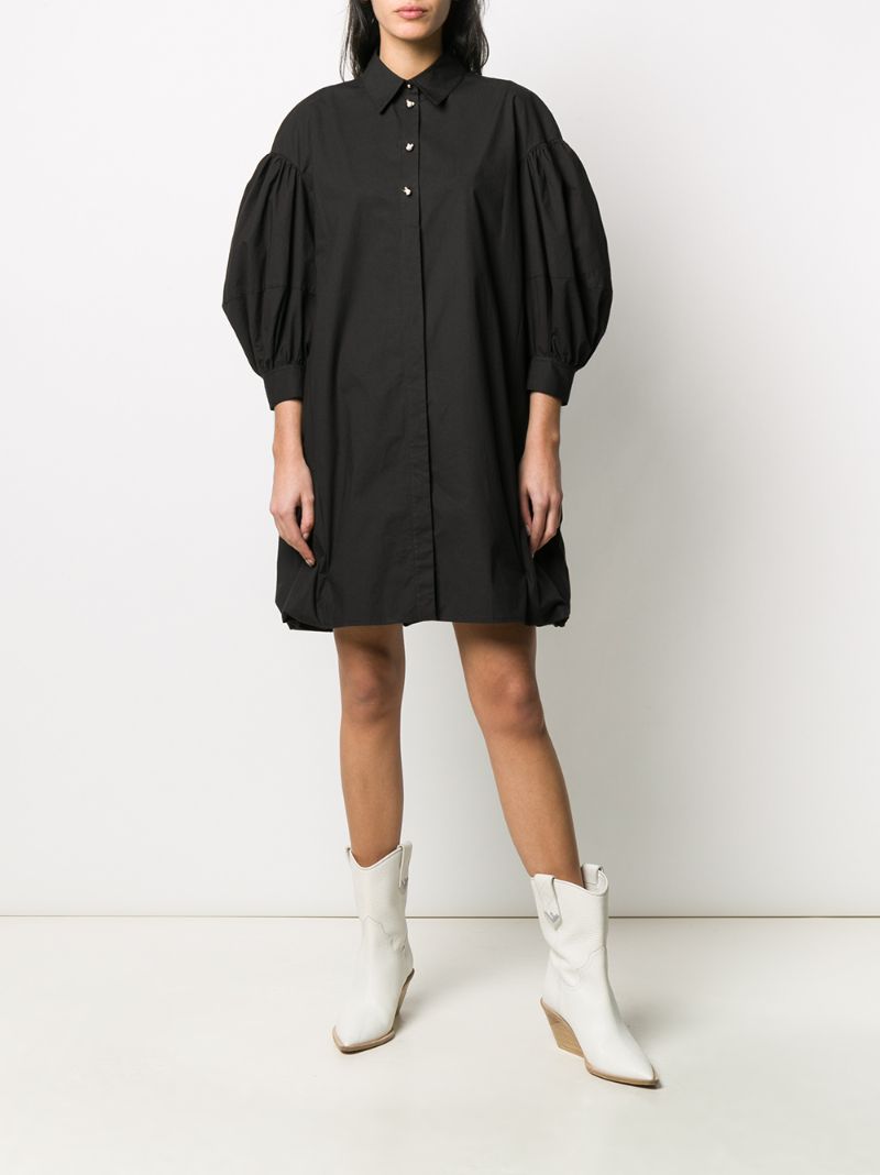 Shop Pinko Balloon Sleeve Shirt Dress In Black