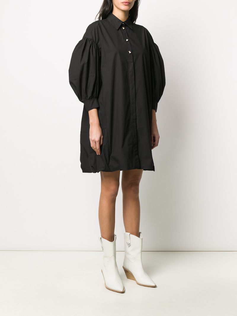 Shop Pinko Balloon Sleeve Shirt Dress In Black