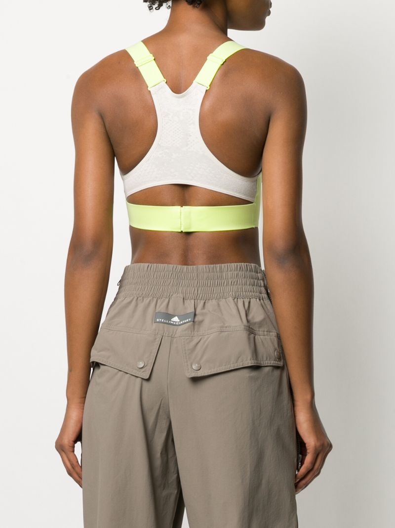 Shop Adidas By Stella Mccartney Two-tone Sports Bra In Yellow