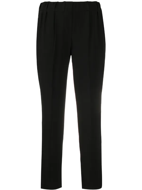 black high waisted cropped trousers