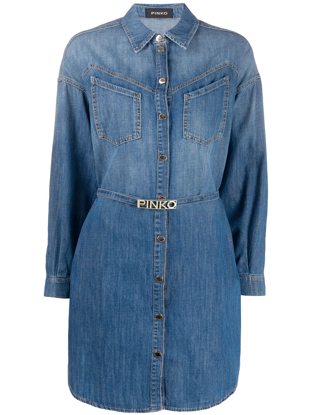 Pinko Emily Logo Belt Dress In Blue