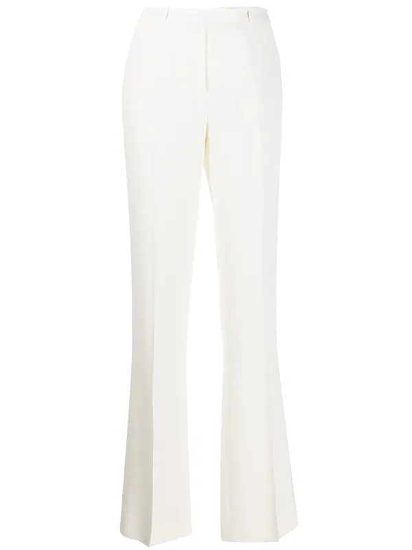 white high waisted wide leg trousers