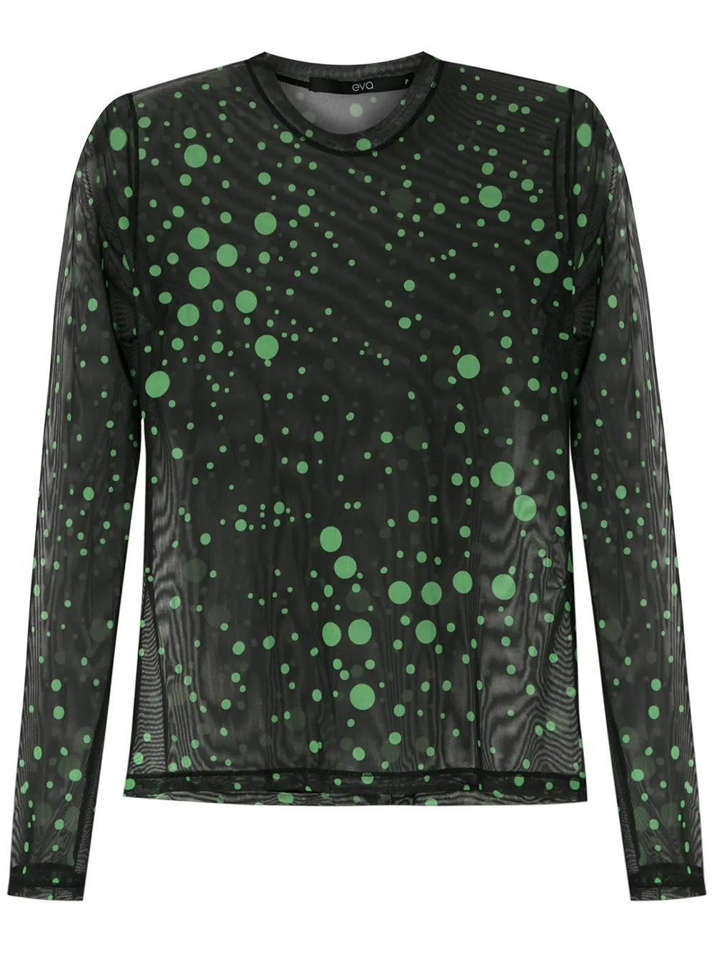 Click to view more detailed imagery on our partner's website Eva Neon Polka Dot Print Tulle Blouse In Black