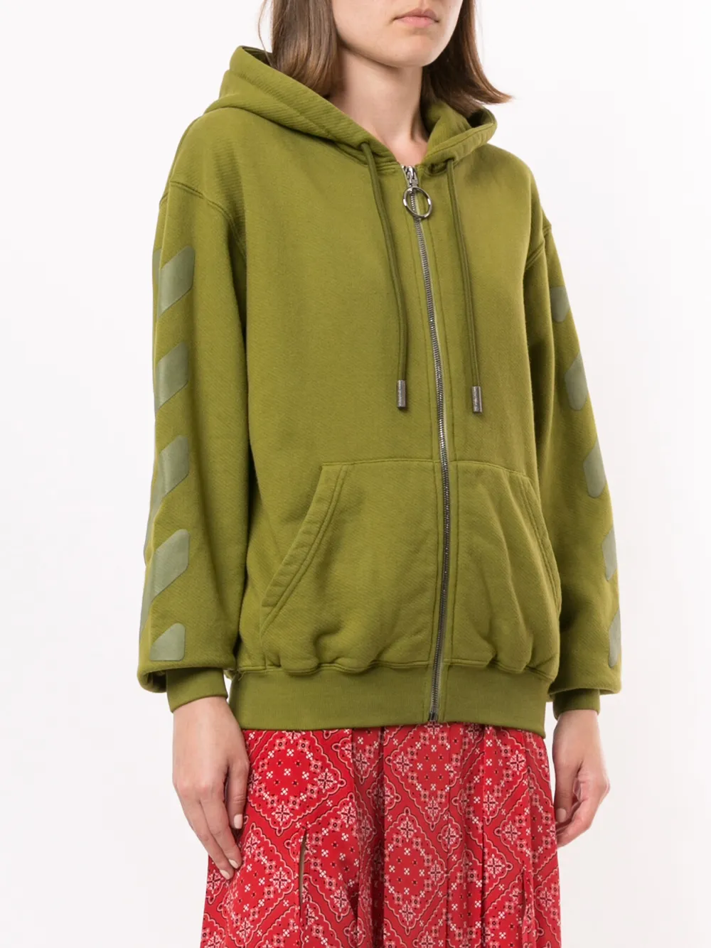 Off-White Hoodie met trekkoord Groen