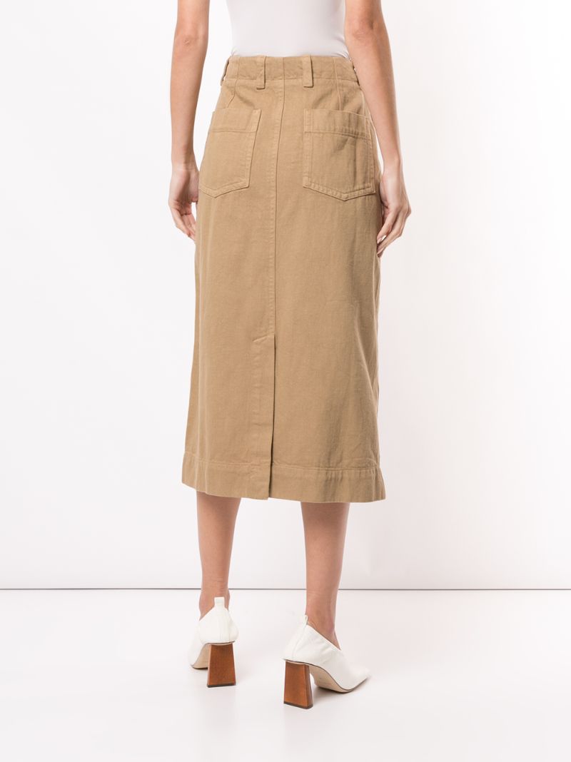 Shop Lemaire Baggy Straight Skirt In Brown