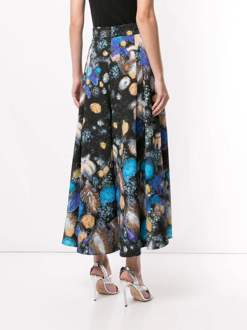 Peter Pilotto Abstract Print Palazzo Trousers In Black