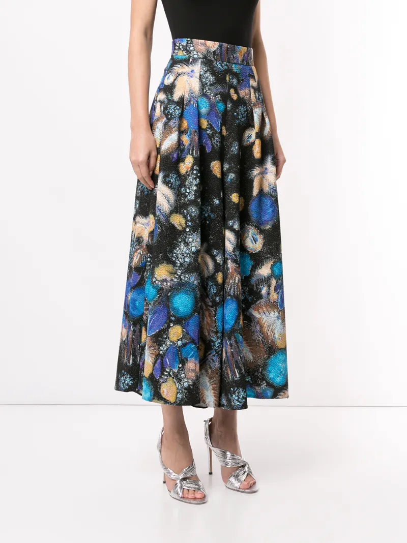 Peter Pilotto Abstract Print Palazzo Trousers In Black