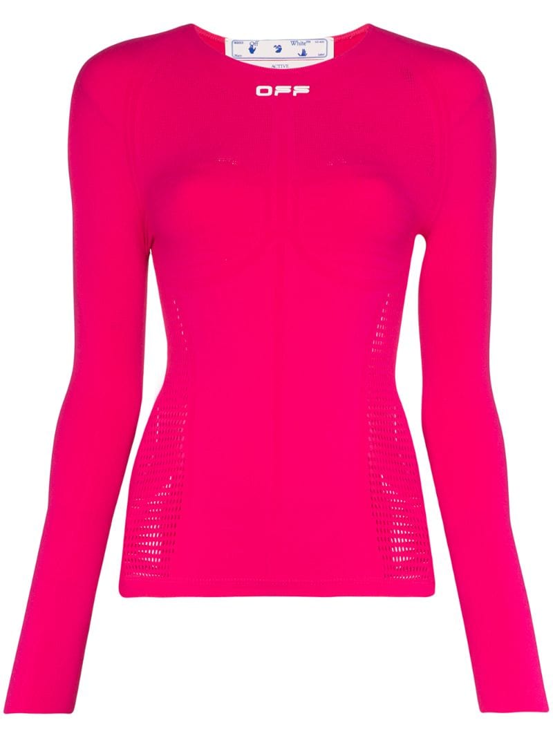 Shop Off-white Active Seamless Long Sleeve Top In Pink