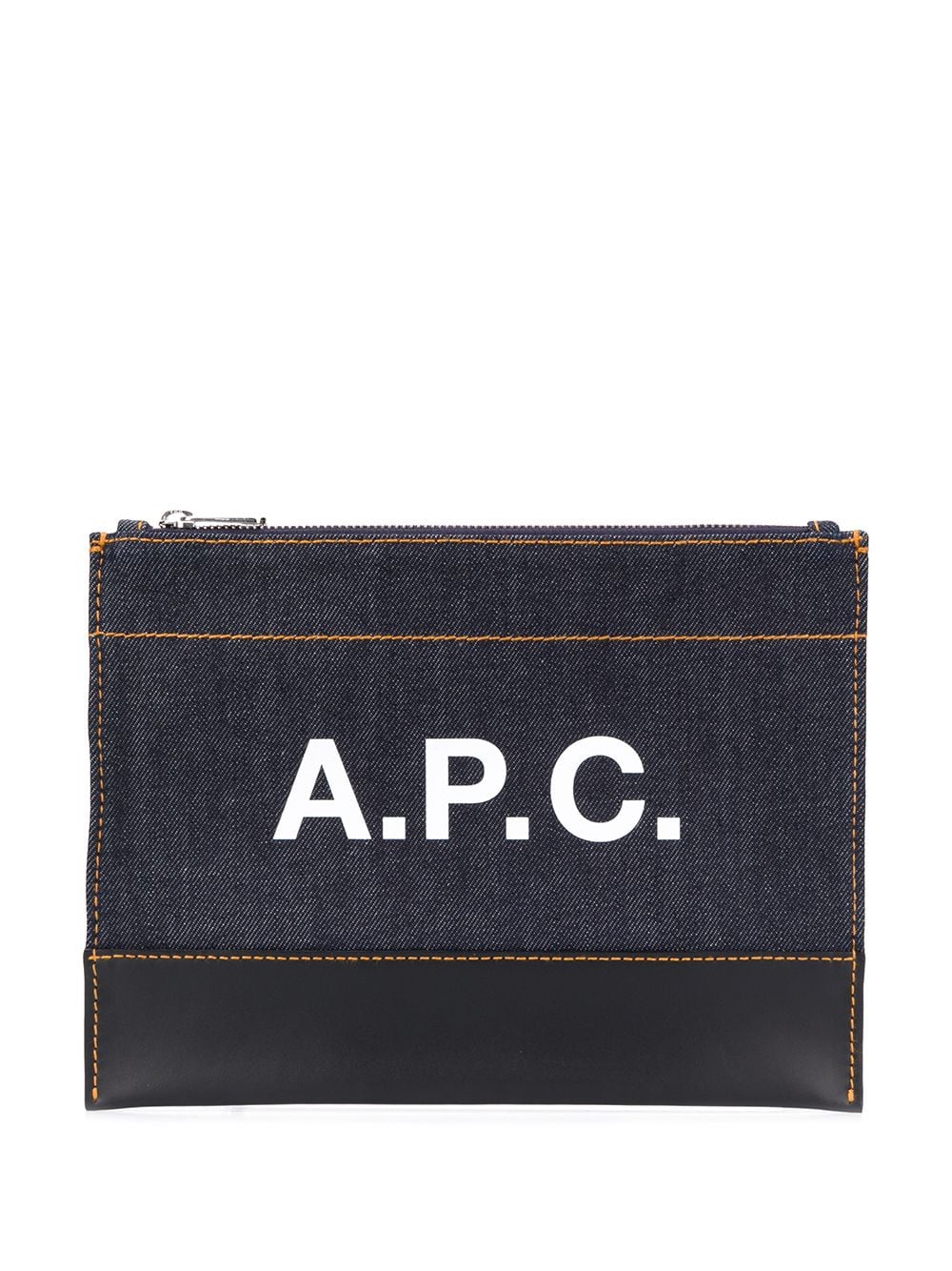 Apc Zipped Logo Clutch Bag In Blue