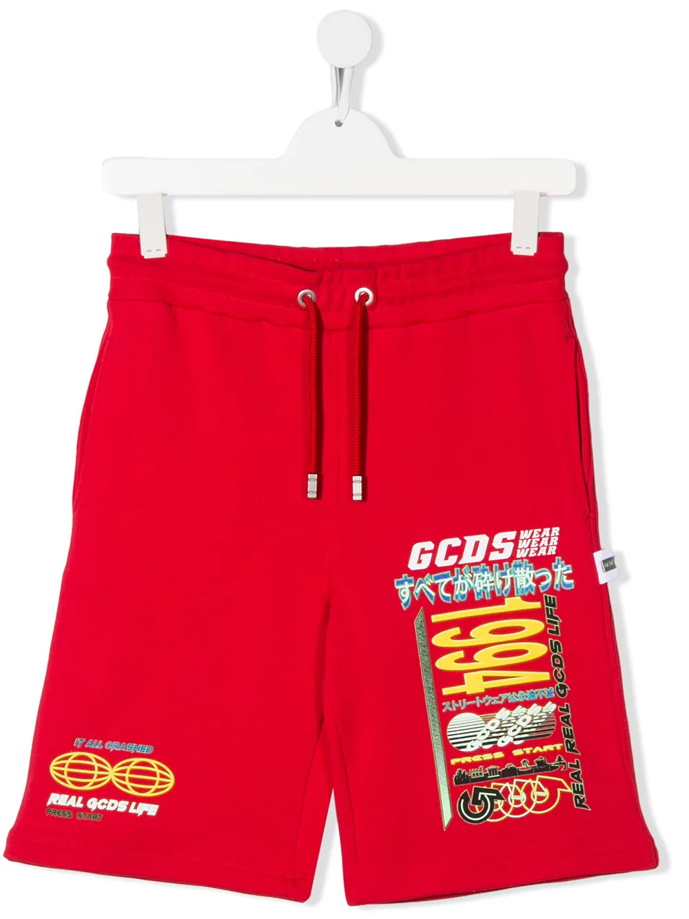Gcds Teen Graphic-print Running Shorts In 红色