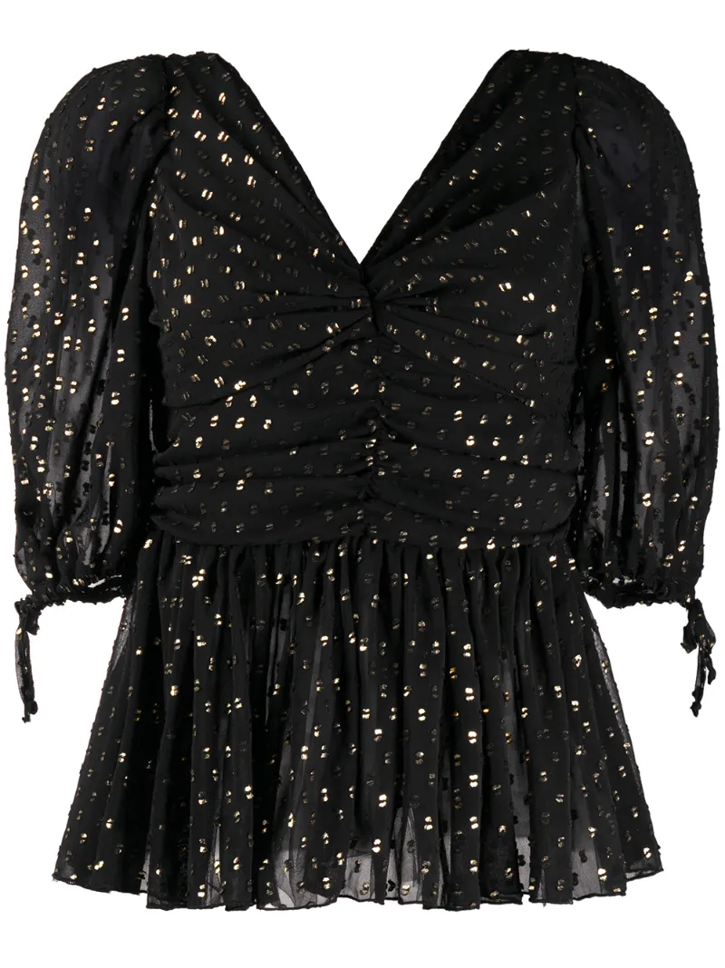 Frankie Morello Black Blouse With Lurex Details In Black