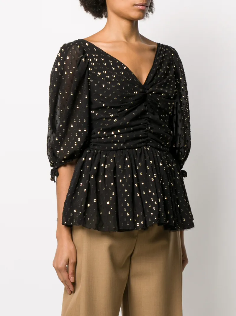 Frankie Morello Black Blouse With Lurex Details In Black